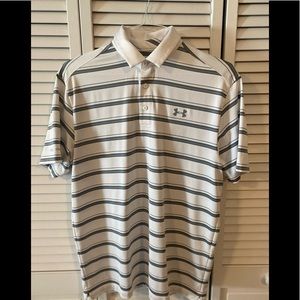 Mens - UA grey and white golf polo